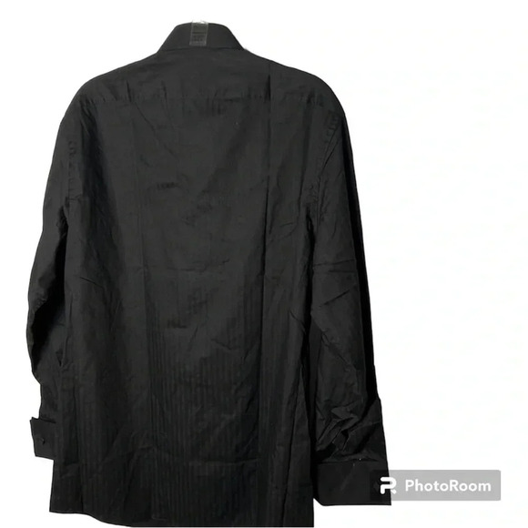 JOSEPH ABBOUD SLIM SOLID BLACK SHIRT WITH FRENCH CUFFS AND CUFFS LINKS - Picture 4 of 9